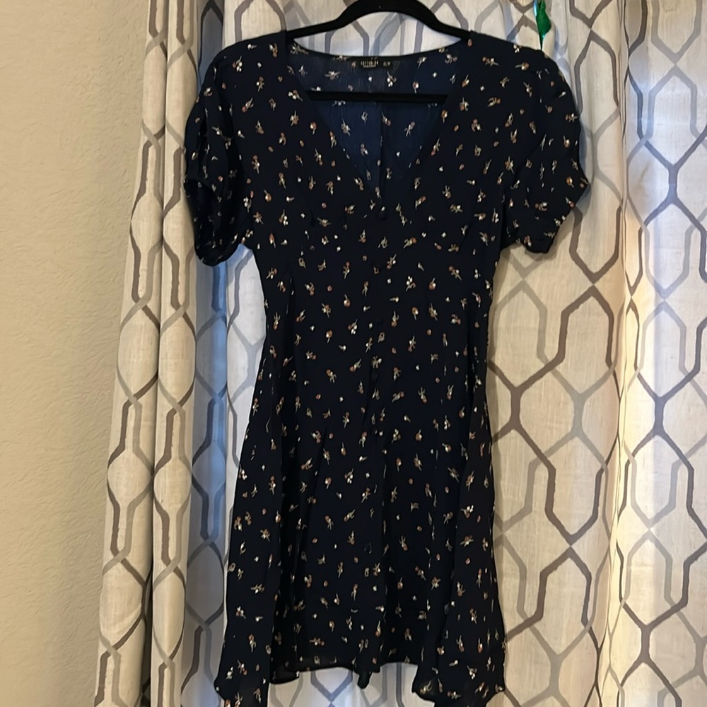 Navy blue short sleeved empire waist dress. Size XS